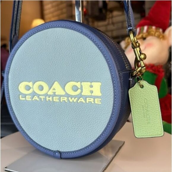 COACH KIA BLUE COLORBLOCK ROUND CIRCLE CANTEEN CROSSBODY BAG GUITAR STRAP - Picture 6 of 16